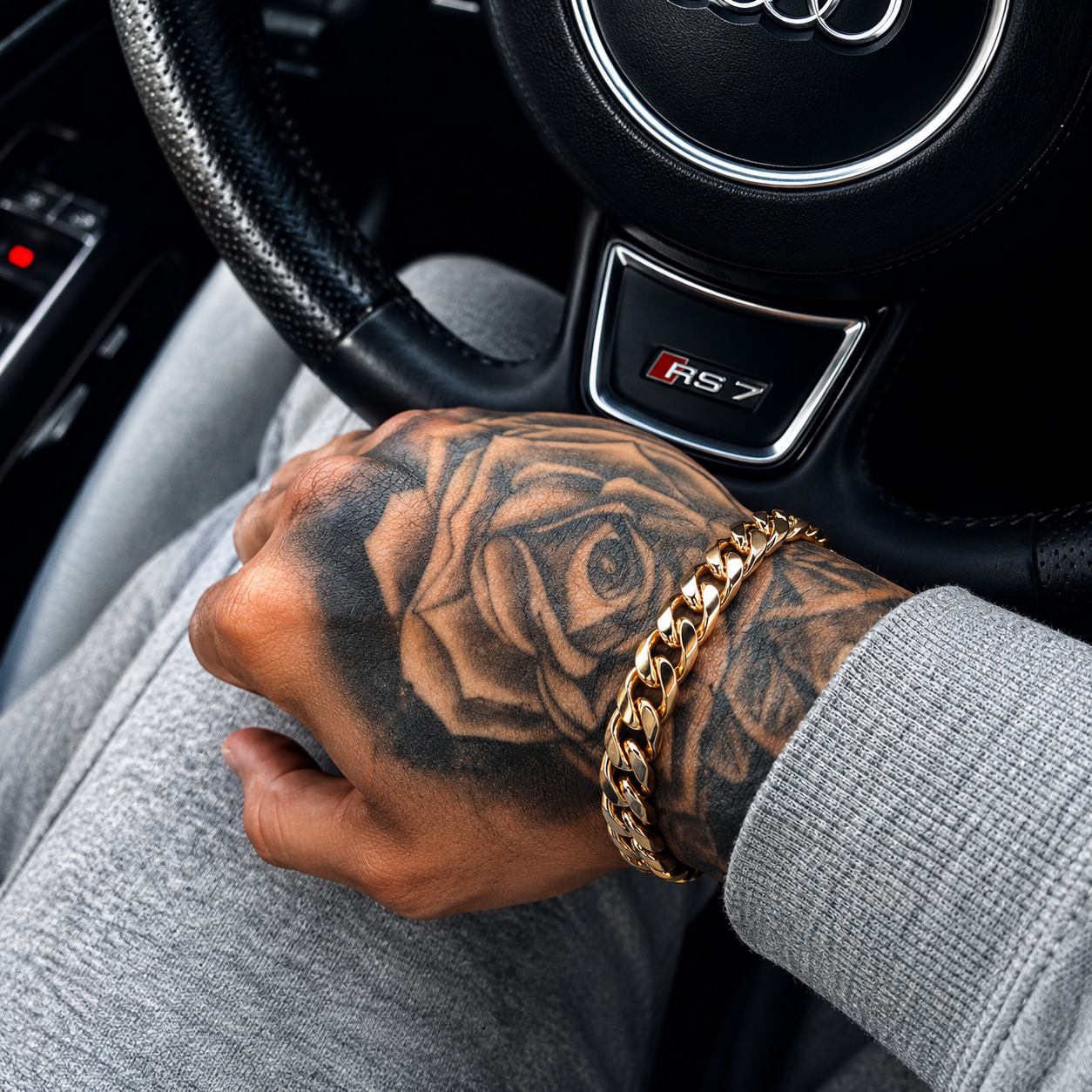 Gold-Tone Cuban Link Bracelet for Men | Premium Stainless Steel Fashion Wrist Chain