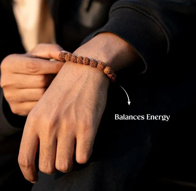7 Mukhi Rudraksha Bead Bracelet – Natural Rudraksha Stretch Bracelet for Men & Women