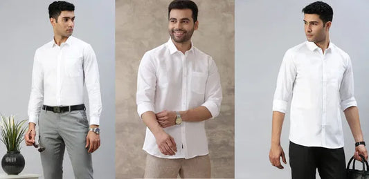 Men's Pack of 3 Classic White Shirts | Full Sleeve Regular Fit | Office, Casual & Party Wear