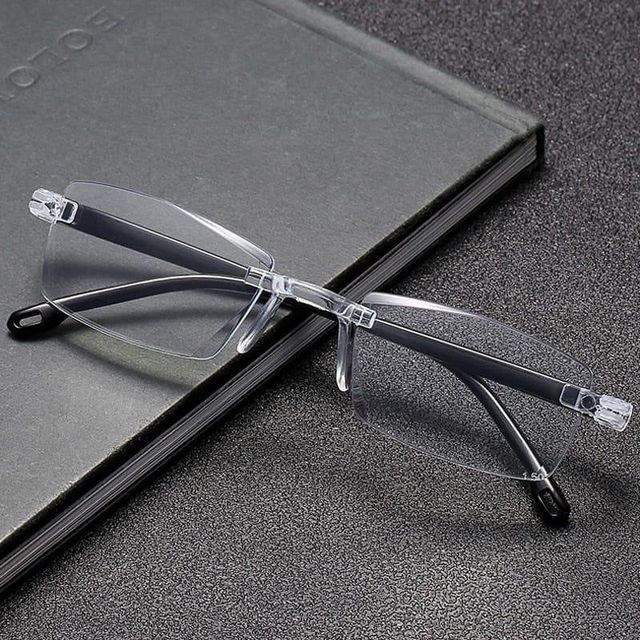 Pack of 2 Anti-Blue Light Reading Glasses | Lightweight Rimless Reading Eyewear for Men & Women | UV Protection