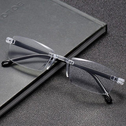 Pack of 2 Anti-Blue Light Reading Glasses | Lightweight Rimless Reading Eyewear for Men & Women | UV Protection