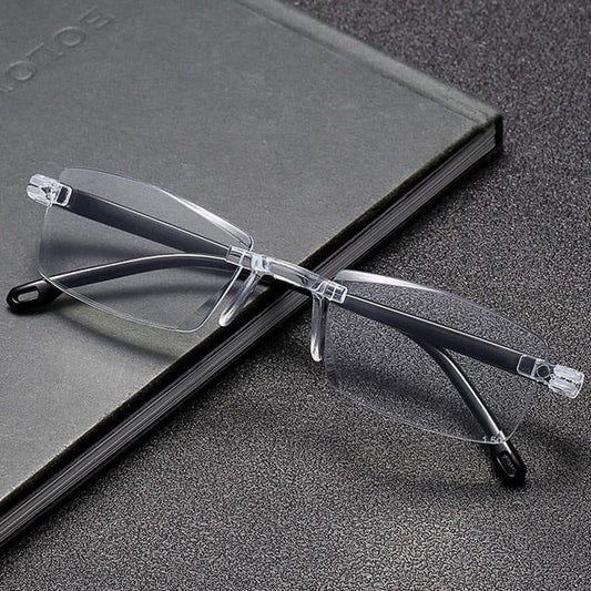Pack of 2 Anti-Blue Light Reading Glasses | Lightweight Rimless Reading Eyewear for Men & Women | UV Protection