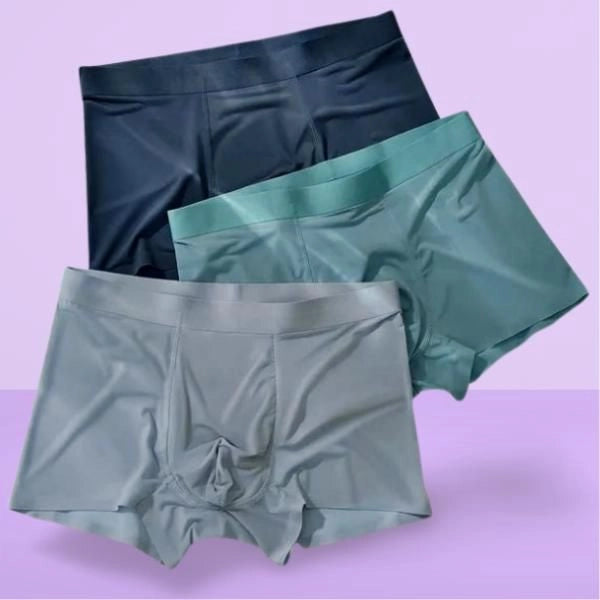 Men's Ice Silk Boxer Briefs | Ultra Soft Breathable Stretch Underwear for Men (Pack of 3)