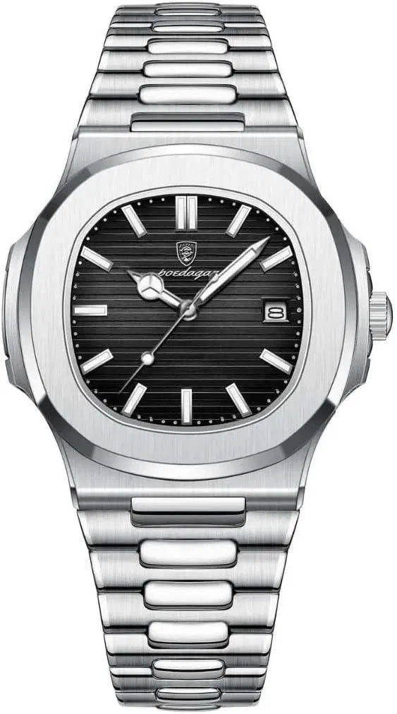 Premium Stainless Steel Analog Watch for Men | Luxury Silver Quartz Wrist Watch ⌚