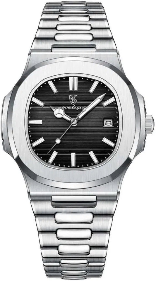 Premium Stainless Steel Analog Watch for Men | Luxury Silver Quartz Wrist Watch ⌚