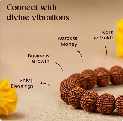 7 Mukhi Rudraksha Bead Bracelet – Natural Rudraksha Stretch Bracelet for Men & Women