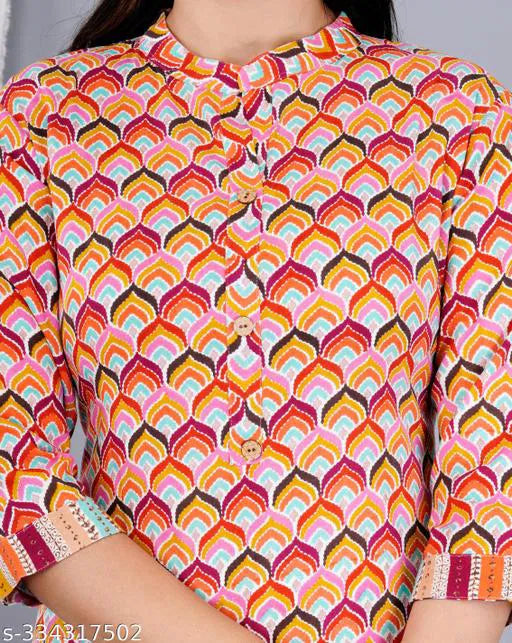 Women's Multicolor Printed Kurta Pant Set – Stylish Ethnic Co-Ord Set for Everyday Elegance